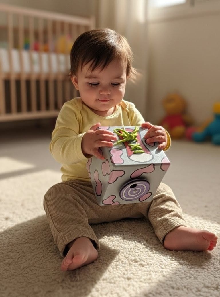 cubo de madera sensorial rosa